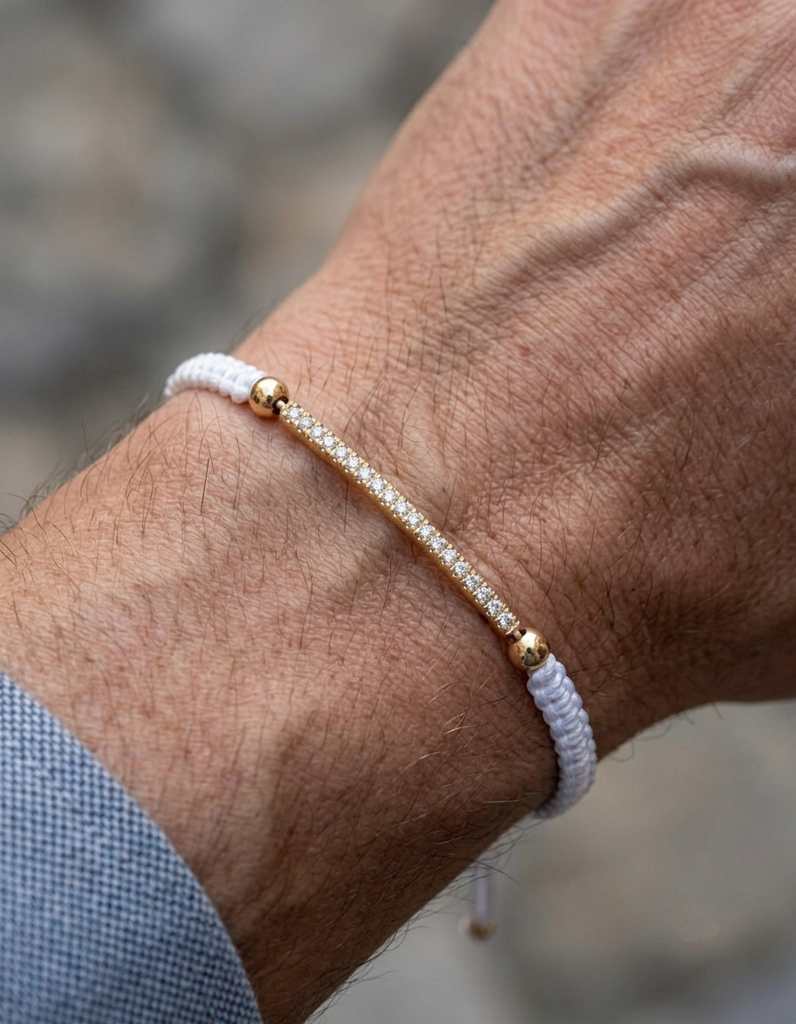 Bracciale Tennis Uomo con Brillanti Naturali in Oro Giallo 18 Carati.