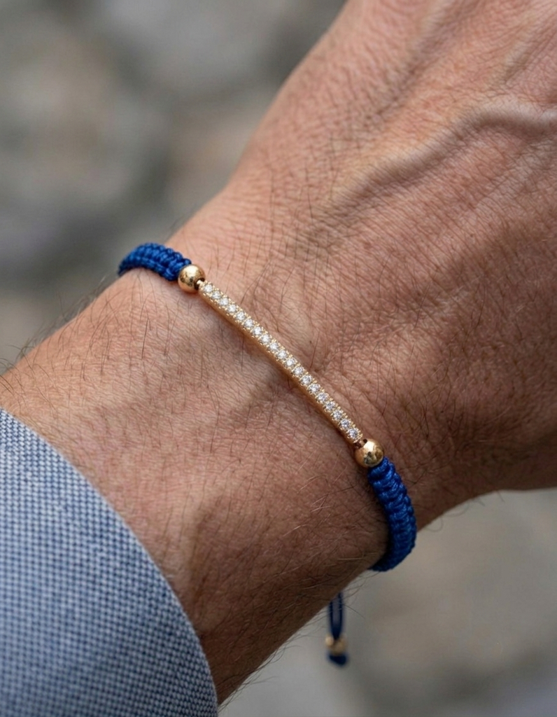 Bracciale Tennis Uomo con Brillanti Naturali in Oro Giallo 18 Carati.