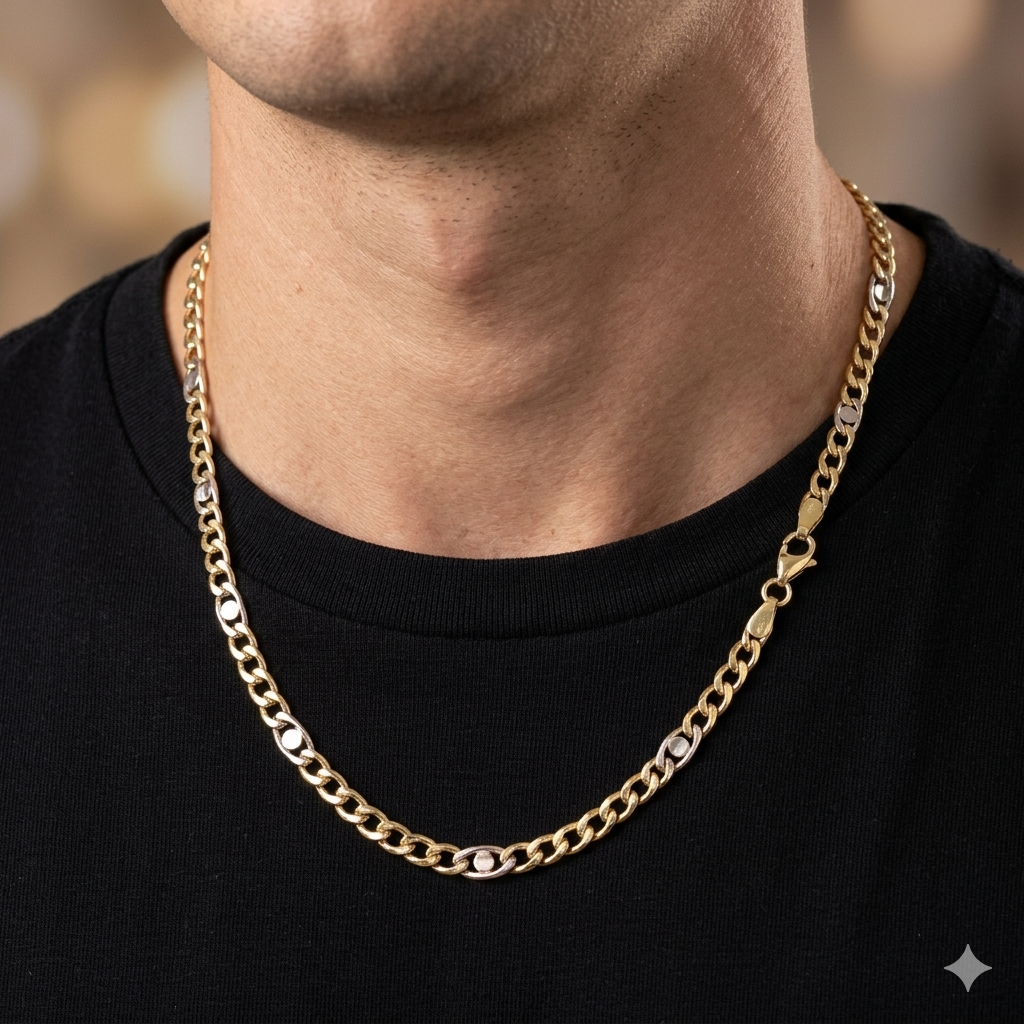 Collana Uomo Oro 18 Carati Modello Catena di 8.00 Grammi, 60 centimetri.