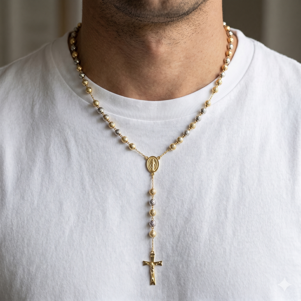 Collana Modello Rosario in Oro 18 Carati di 19.50 Grammi 60 centimetri.