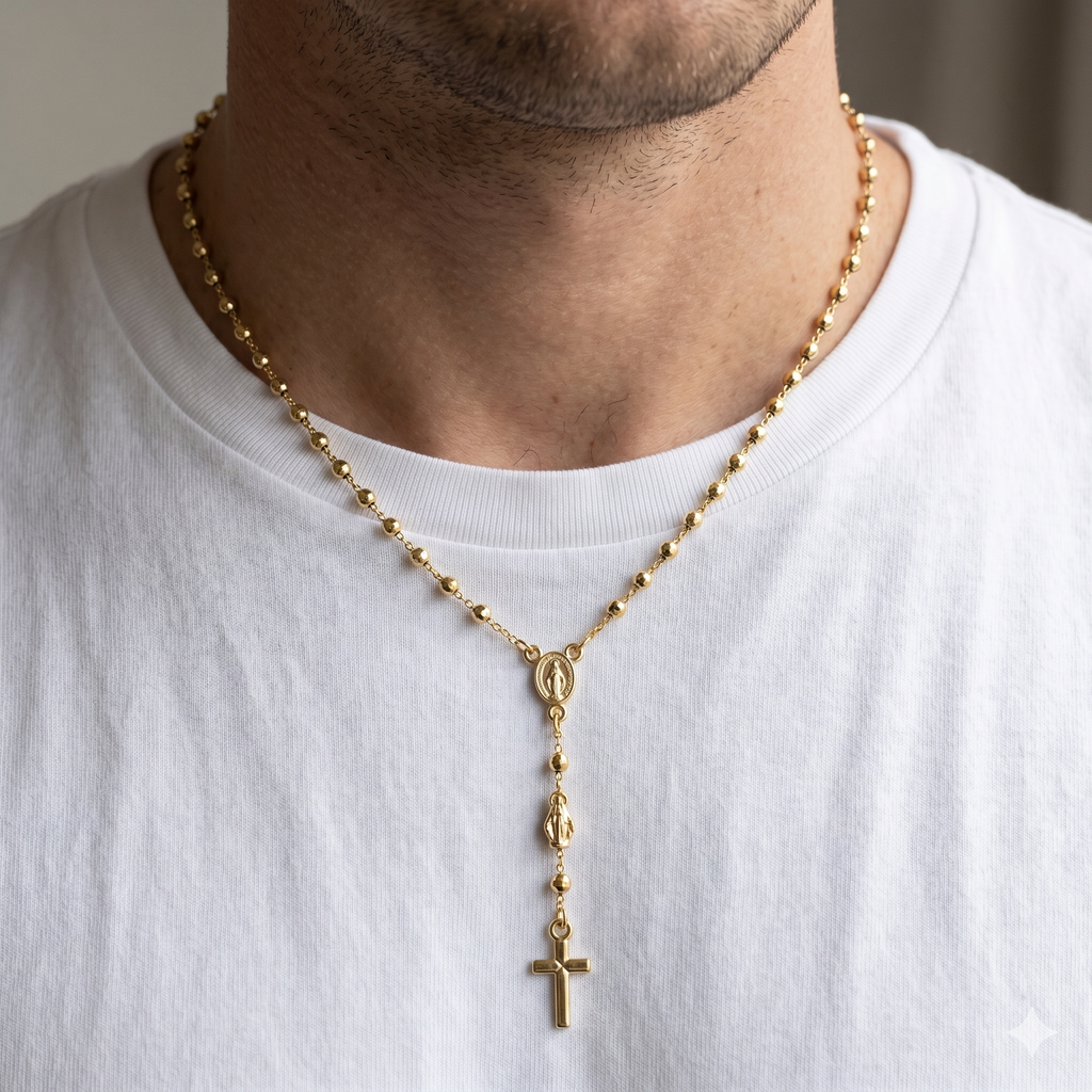 Collana Modello Rosario in Oro 18 Carati di 8.6 Grammi 60 centimetri.