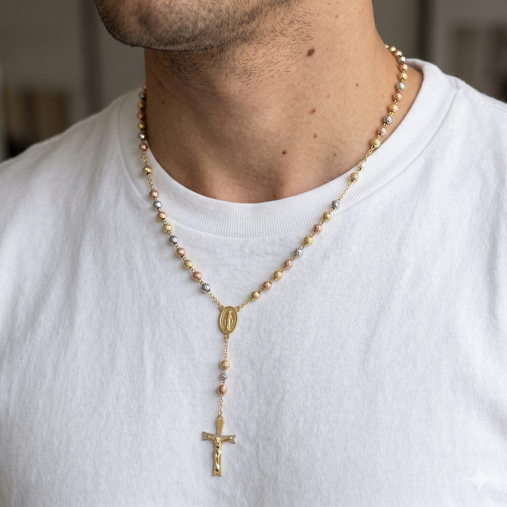 Collana Modello Rosario in Oro 18 Carati di 19.50 Grammi 60 centimetri.