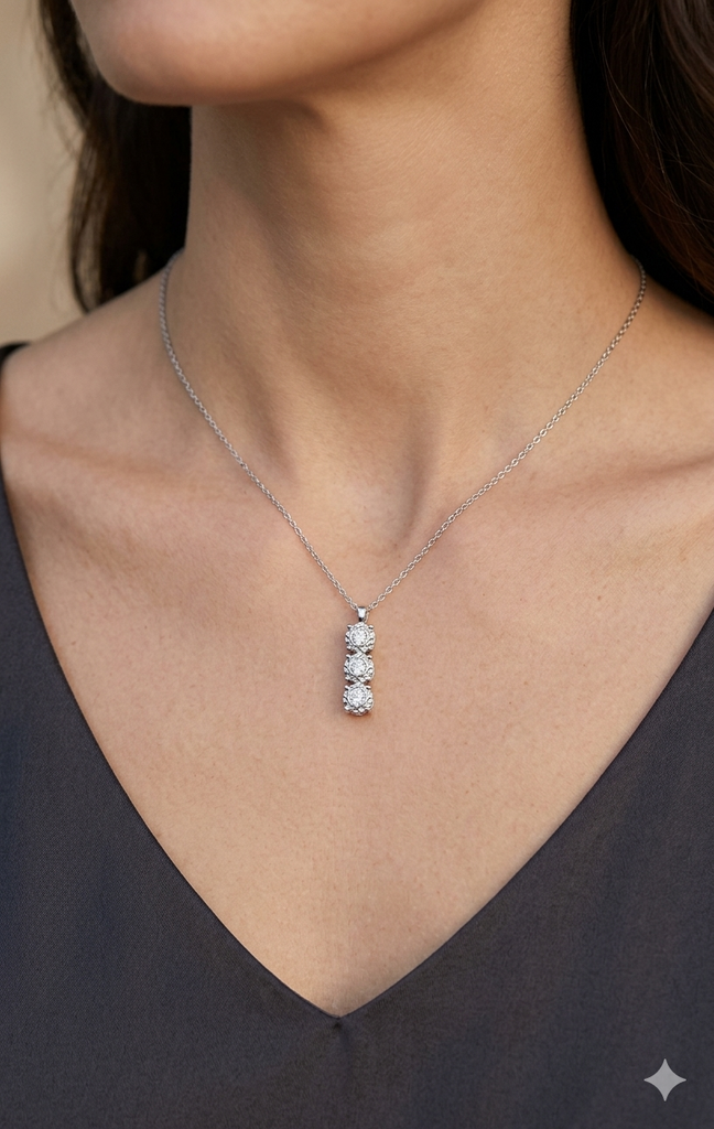 Collana modello Trilogy in Oro Bianco 18 Carati con Diamanti.