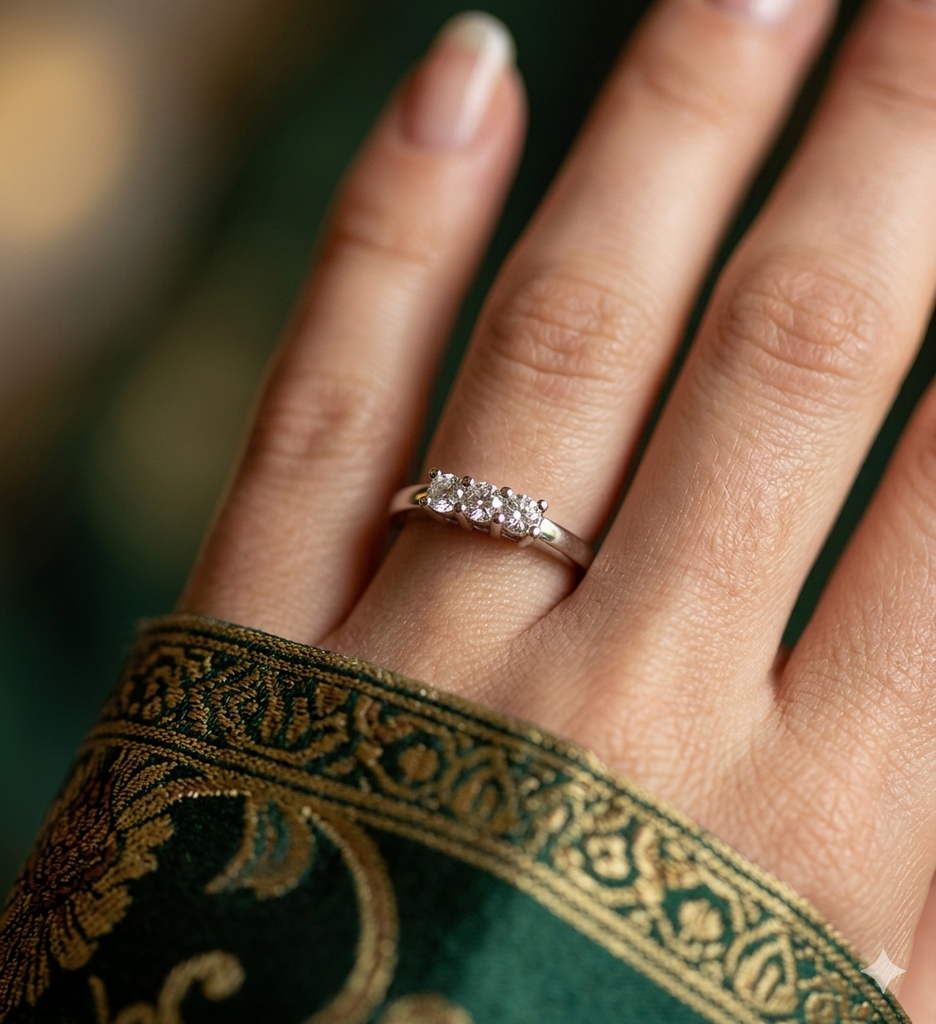 Anello Donna Modello Trilogy in Oro 18 Carati con Diamanti.