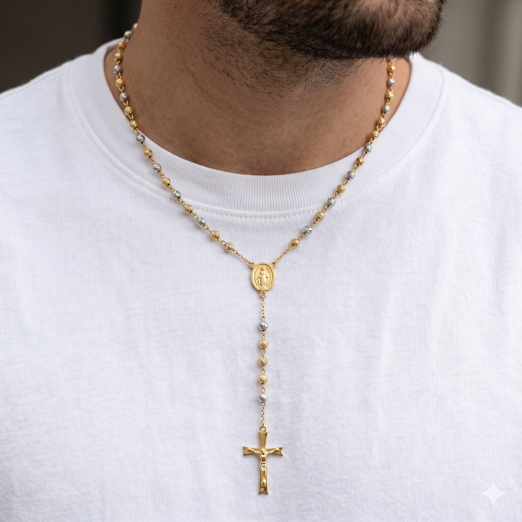 Collana Modello Rosario in Oro 18 Carati di 9.90 Grammi 60 centimetri.