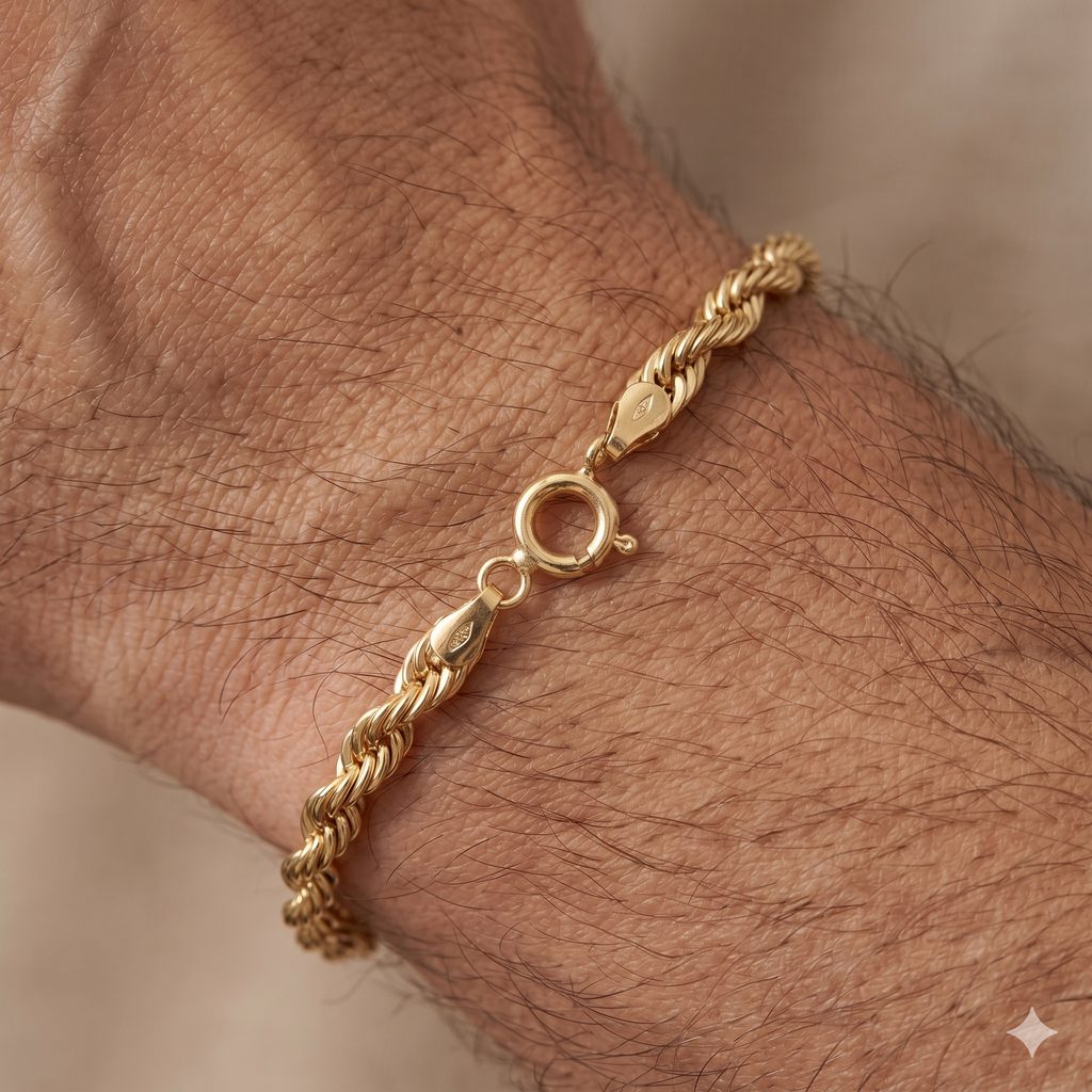 Bracciale Oro 18 Carati Modello Fune Laser Uomo/Unisex 4,40 grammi.