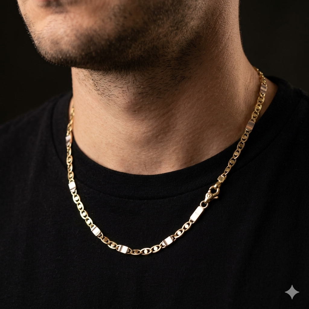 Collana Uomo Oro 18 Carati Modello Neve di 2.40 Grammi, 50 centimetri.