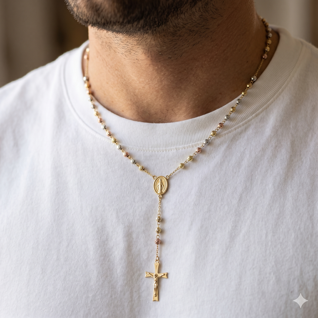 Collana Modello Rosario in Oro 18 Carati di 9.90 Grammi 60 centimetri.