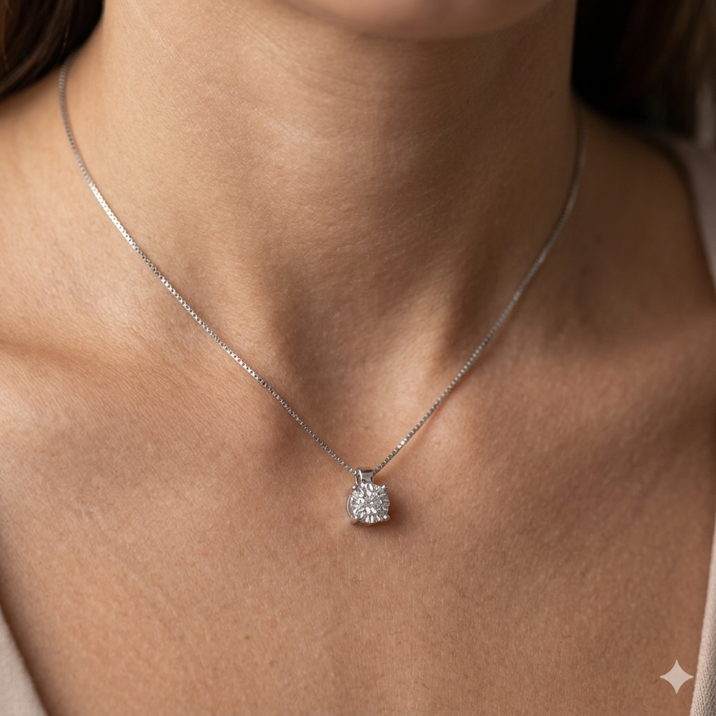 Collana modello Punto Luce in Oro 18 Carati con Diamante.