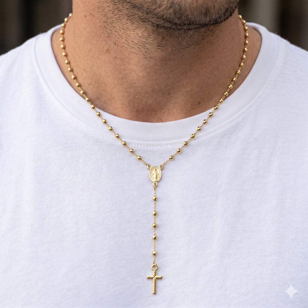 Collana Modello Rosario in Oro 18 Carati di 8 Grammi 45 centimetri.