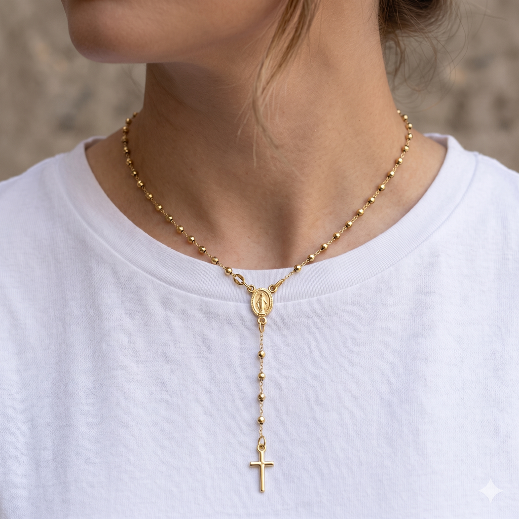 Collana Modello Rosario in Oro 18 Carati di 4.60 Grammi 45 centimetri.