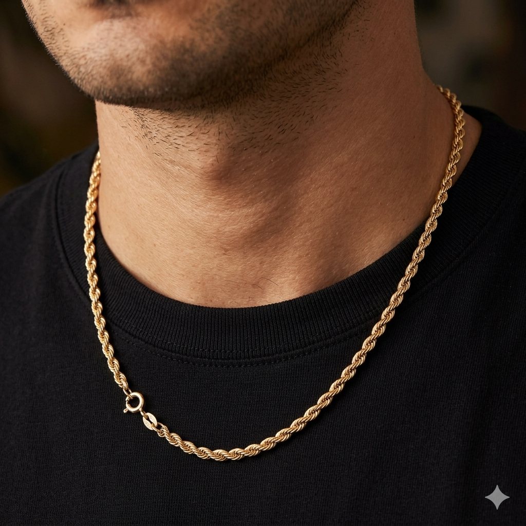 Collana Oro 18 Carati Modello Fune Laser Uomo/Unisex 4.50 grammi.