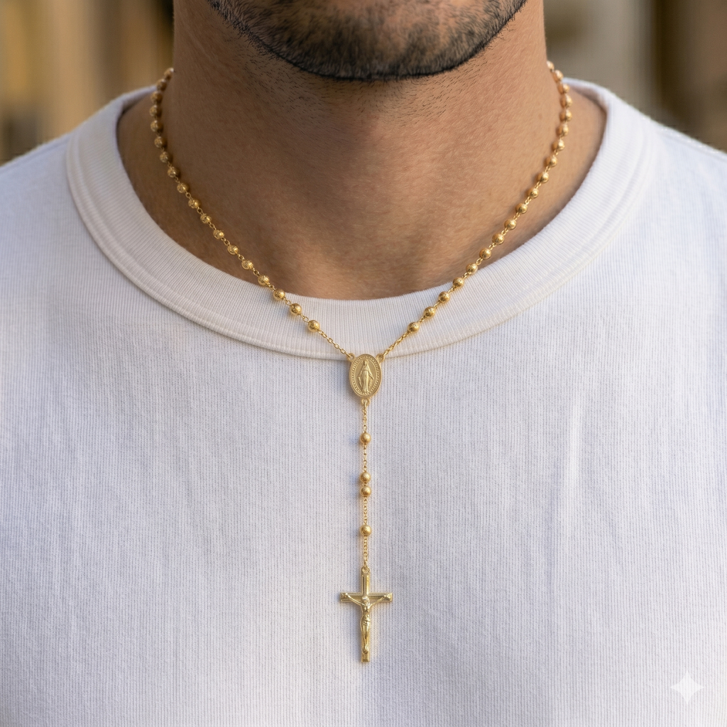 Collana Modello Rosario in Oro 18 Carati di 9 Grammi 60 centimetri.