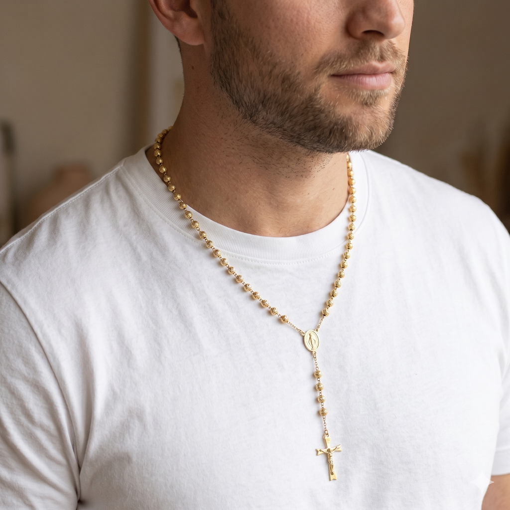 Collana Modello Rosario in Oro 18 Carati di 11.50 Grammi 60 centimetri.