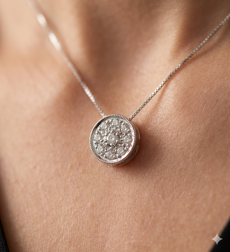 Collana Modello Tondo in Oro 18 Carati con Diamanti.