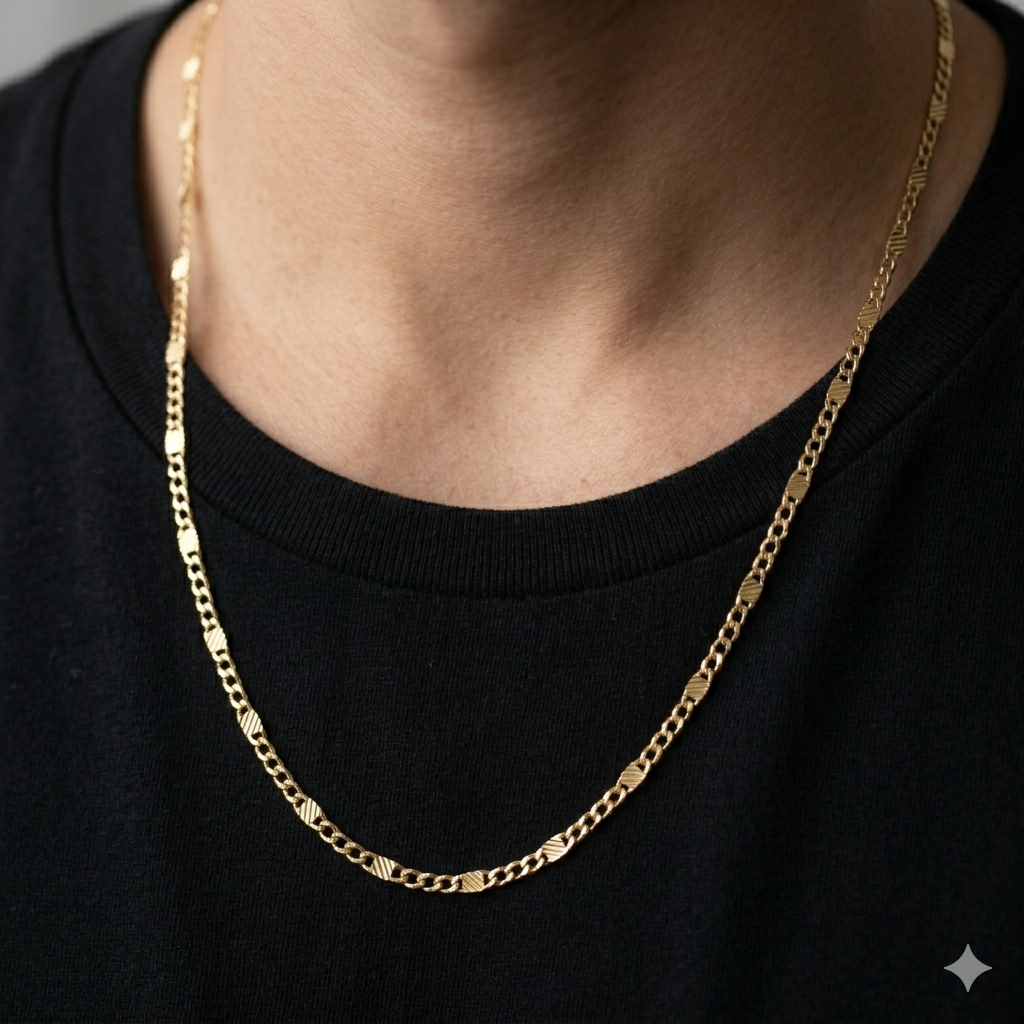 Collana Uomo Oro 18 Carati Modello Lingotto 5 Grammi, 50 centimetri.