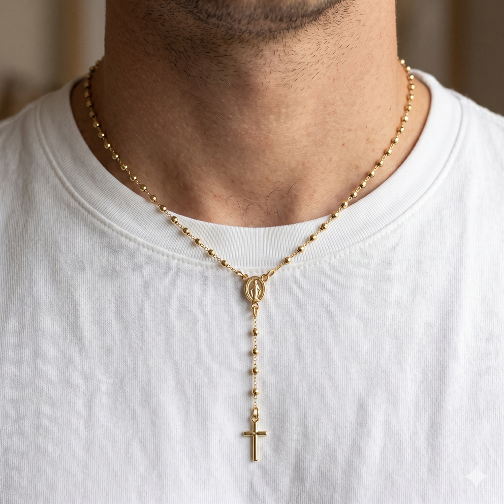 Collana Modello Rosario in Oro 18 Carati di 4.60 Grammi 45 centimetri.