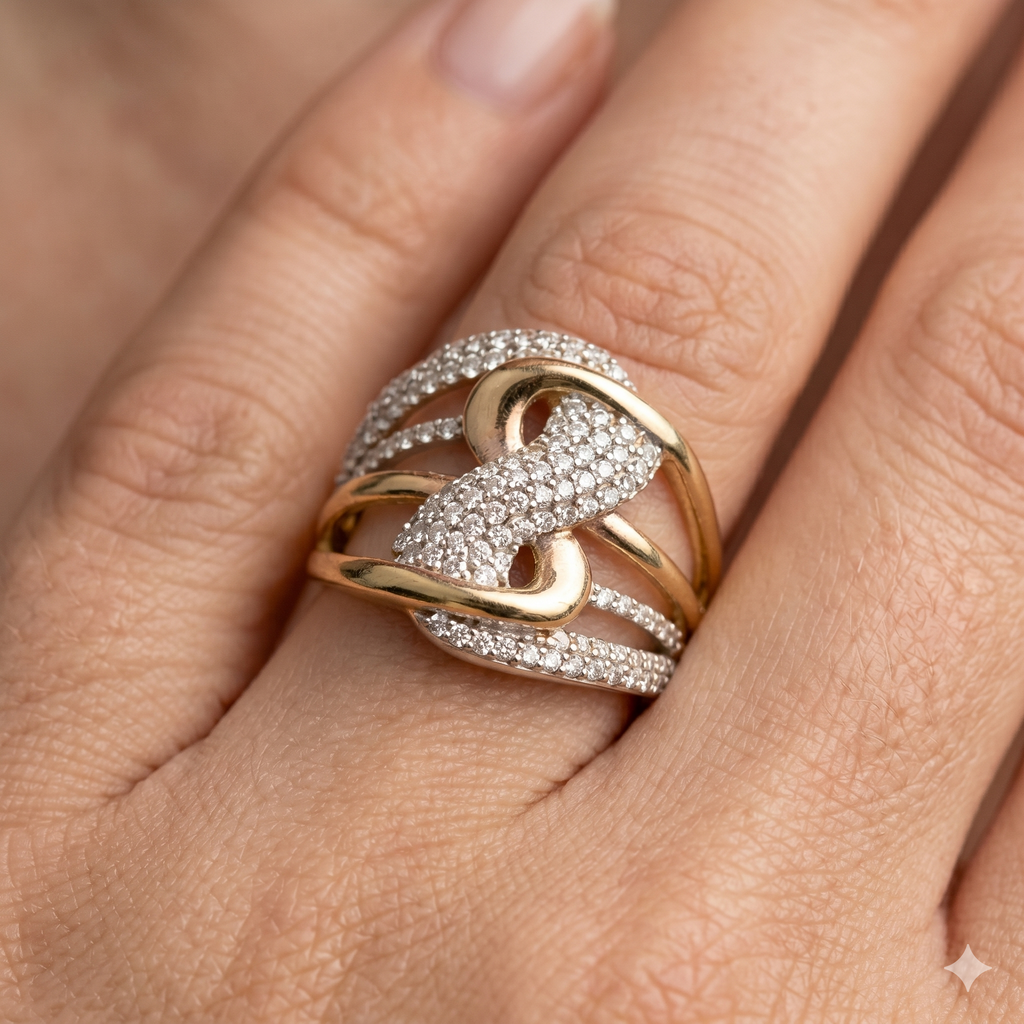 Anello Donna in oro 18 Carati modello Fascione di 3.30 Grammi con Zirconi.