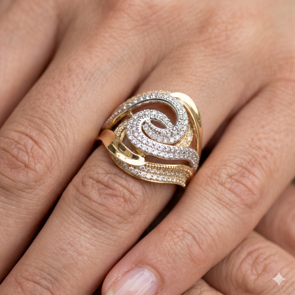Anello Donna in oro 18 Carati modello Fascione di 6.50 Grammi con Zirconi.