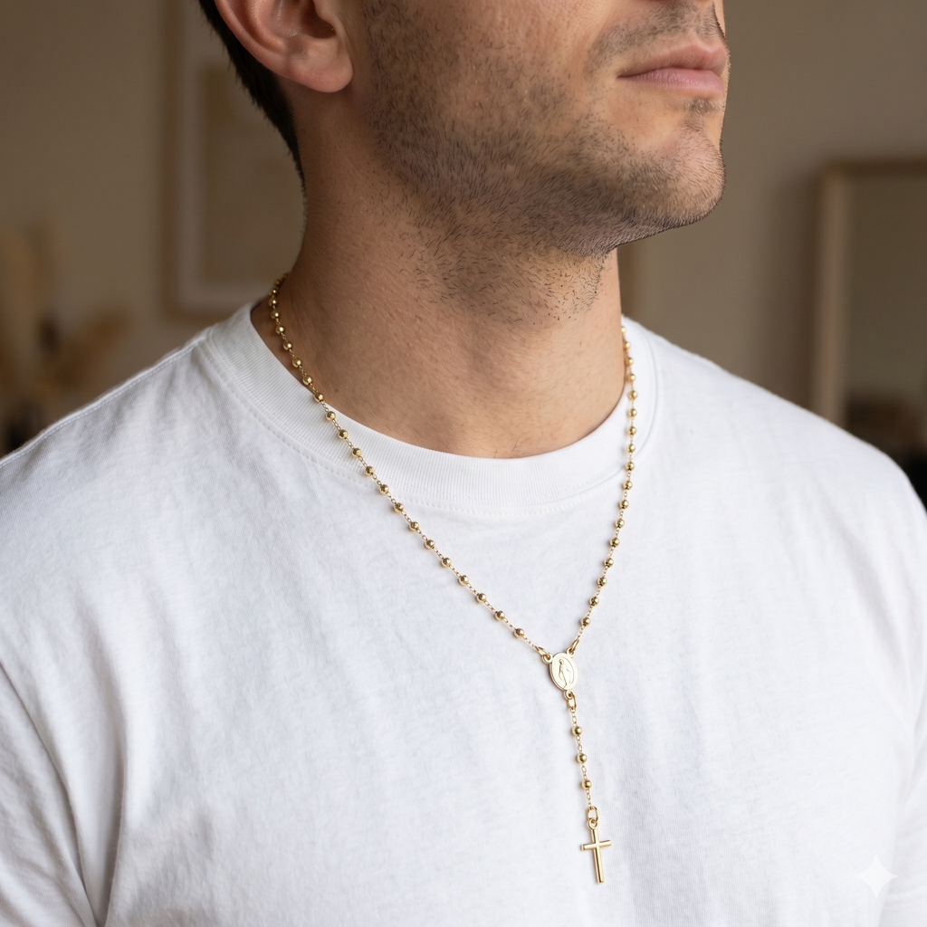Collana Modello Rosario in Oro 18 Carati di 4.90 Grammi 60 centimetri.