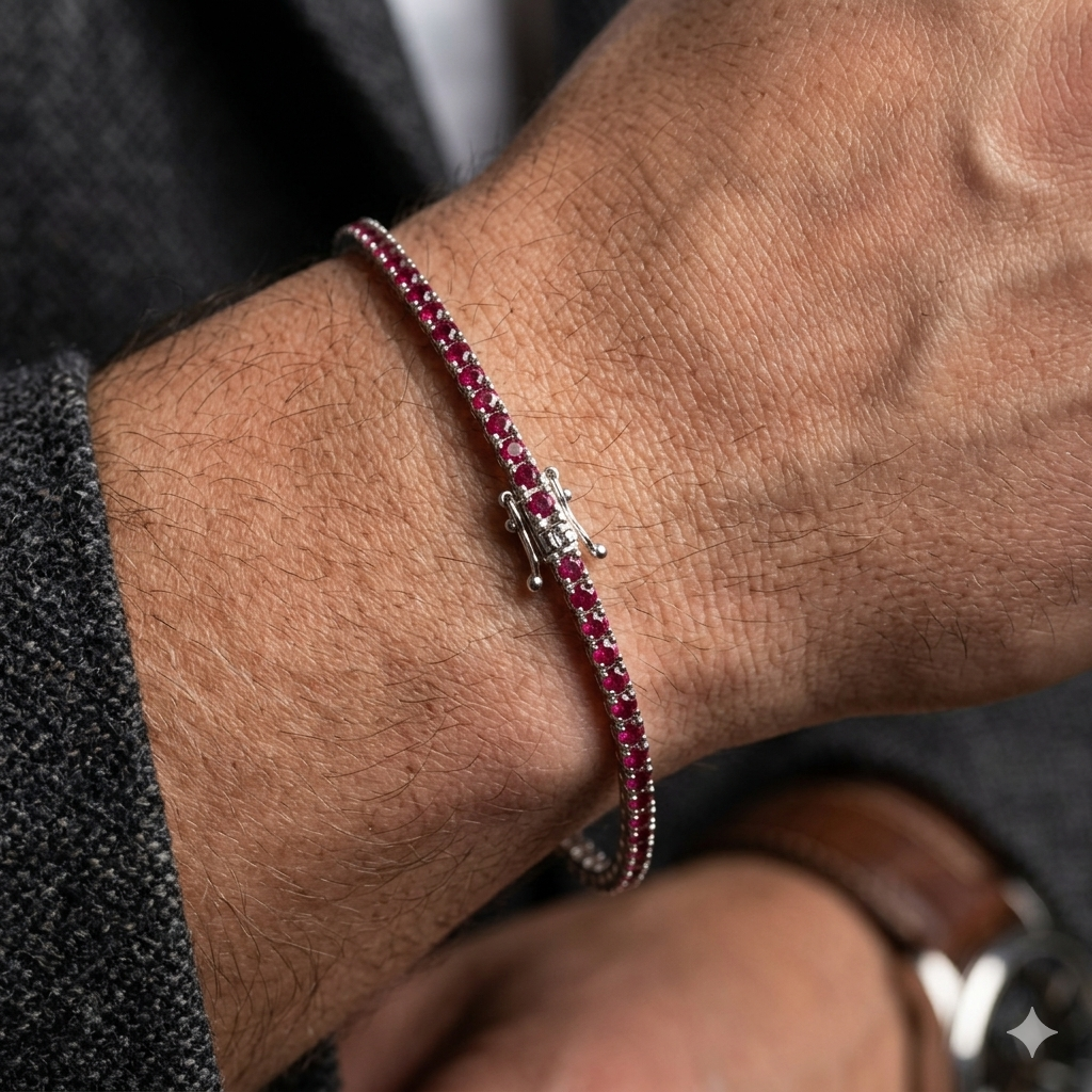 Bracciale Tennis con Zirconi in Oro Bianco 18 Carati di 6.6 Grammi.