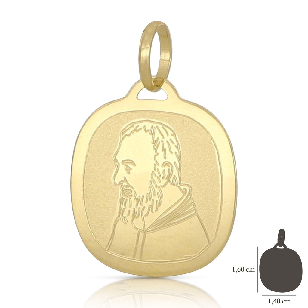 Medaglia Padre Pio in Oro 18 Carati di 1 Grammo.