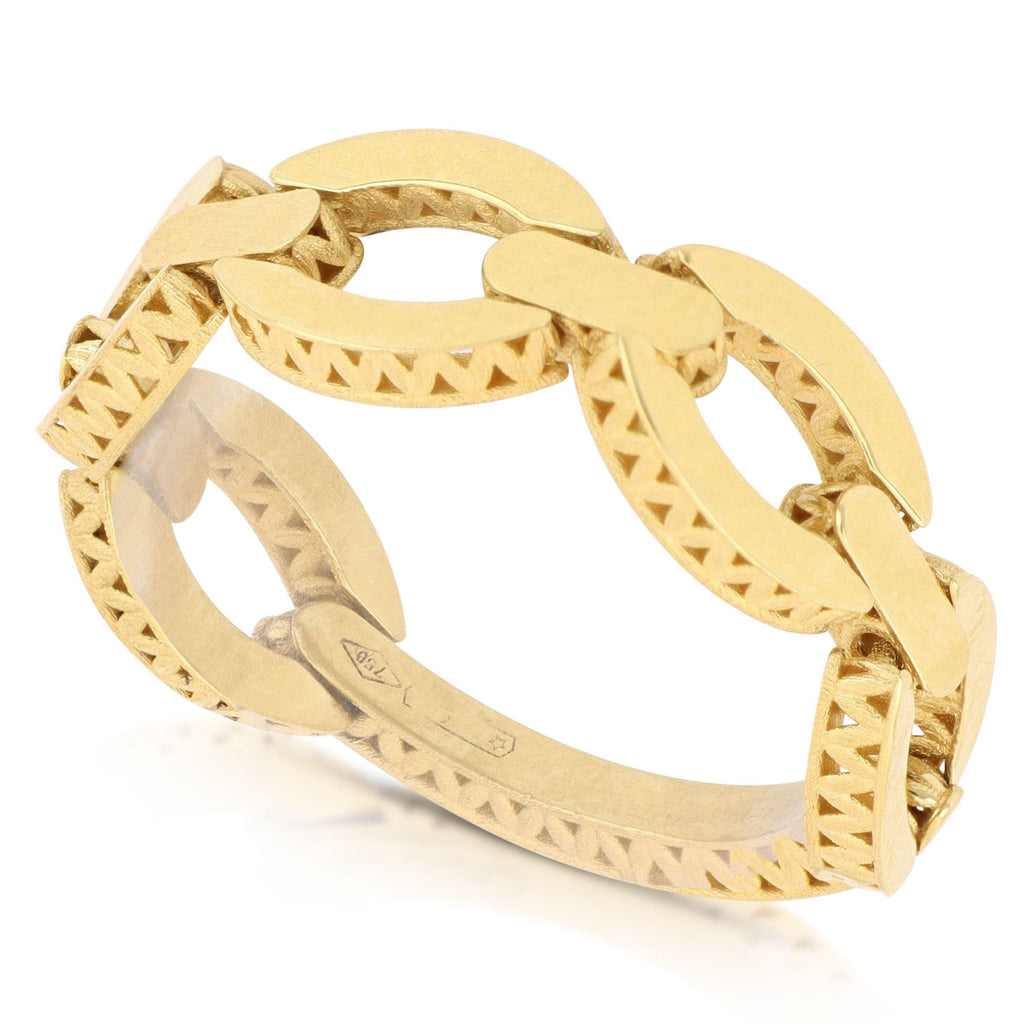 Anello Donna in oro 18 Carati modello maglia marina di 3.30 Grammi.