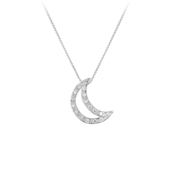 Collana Modello Luna in Oro 18 Carati con Diamanti.