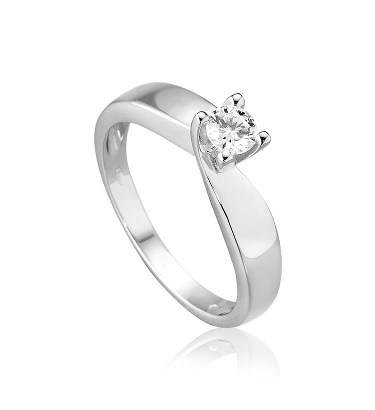 Anello Solitario Donna in Oro 18 Carati con Diamante.