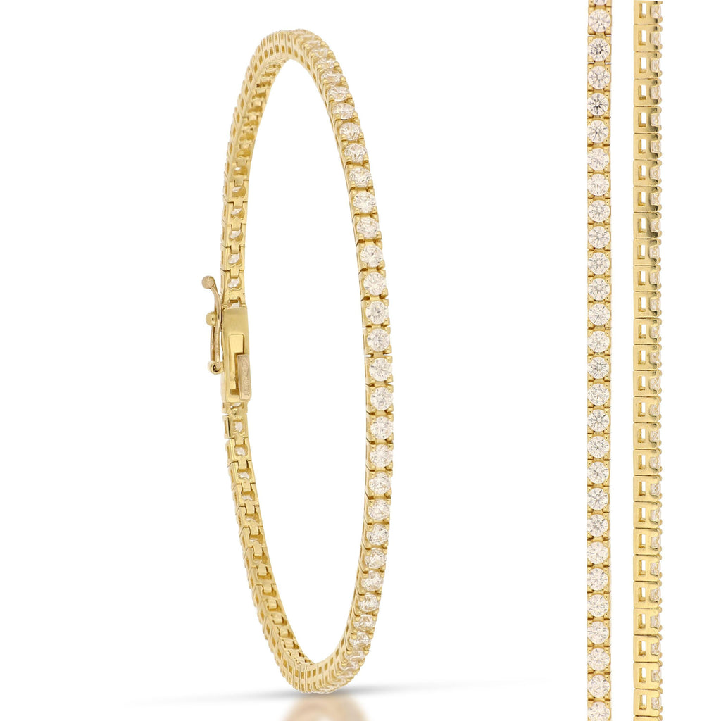 Bracciale Tennis con Zirconi in Oro Giallo 18 Carati di 7.5 Grammi.