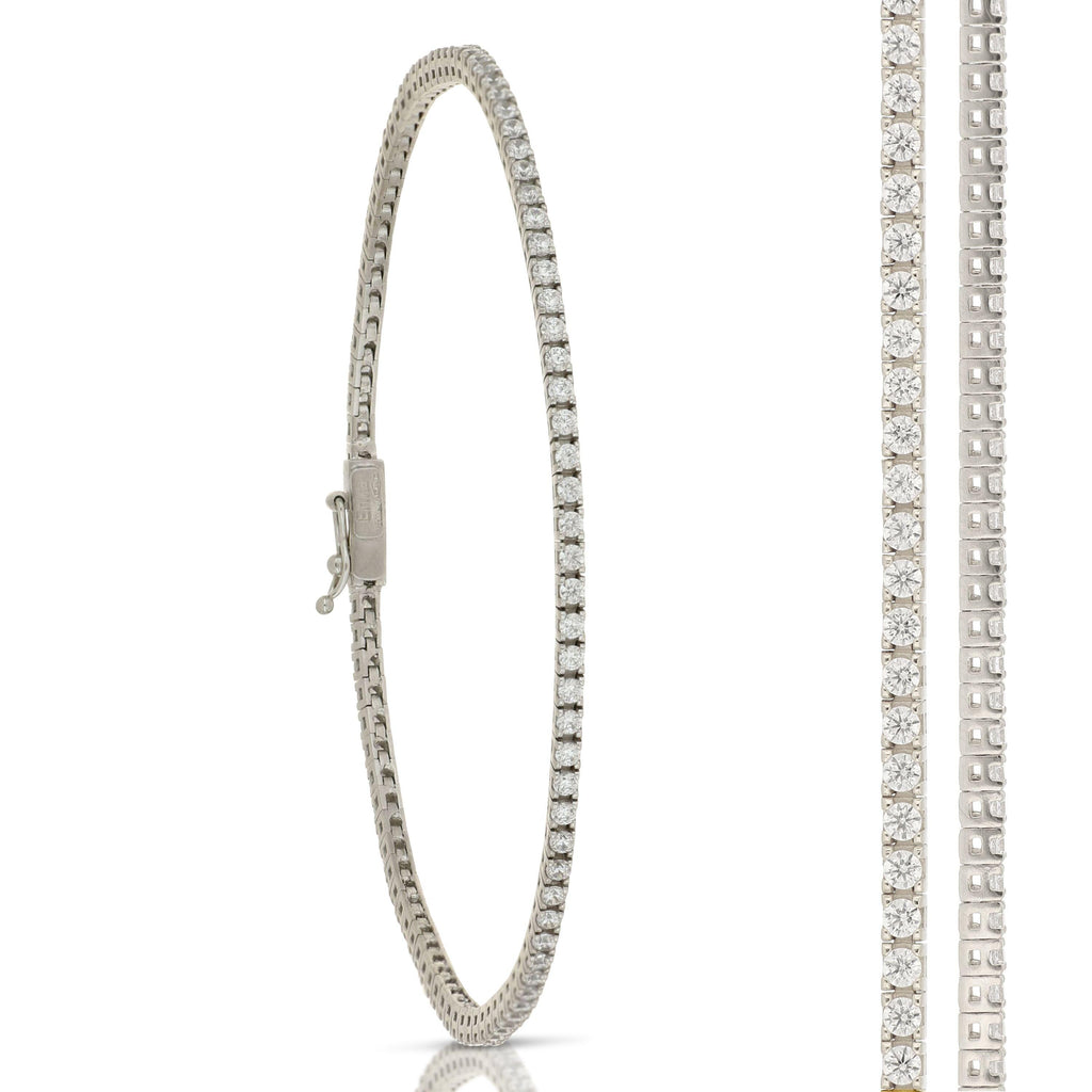 Bracciale Tennis con Zirconi in Oro Bianco 18 Carati di 5.6 Grammi.