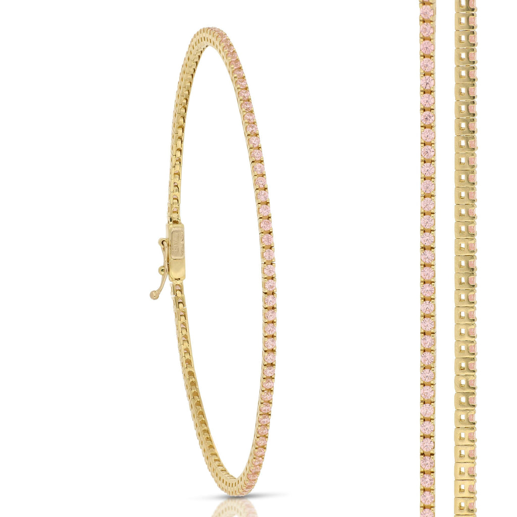 Bracciale Tennis con Zirconi in Oro Giallo 18 Carati di 5.6 Grammi.